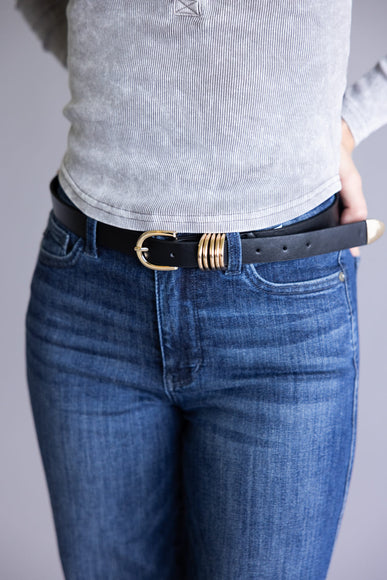 Multi Loop Basic Belt for Women in Black