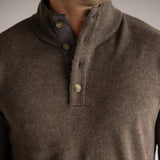 North River Twisted Yarn Button Neck Chenille Sweater for Men in Brown