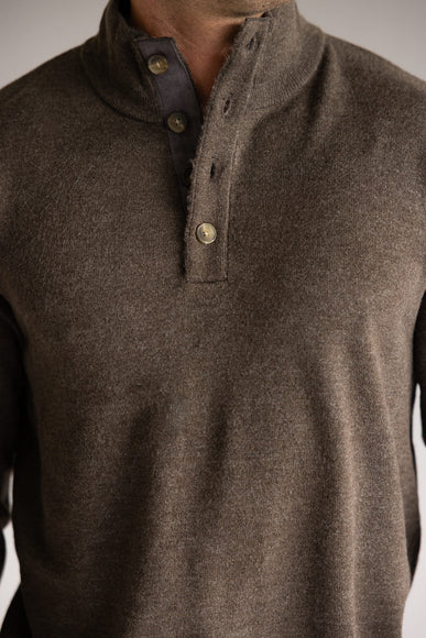 North River Twisted Yarn Button Neck Chenille Sweater for Men in Brown