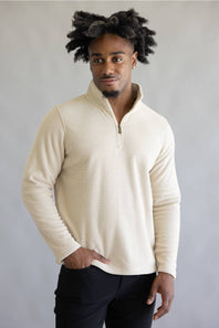 North River Textured Quarter Zip for Men in Oatmeal | NRM2253-OATMEAL