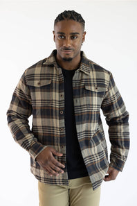 North River Blanket Twill Quilt Lined Shacket for Men in Ganache | NRM8089-GANACHE