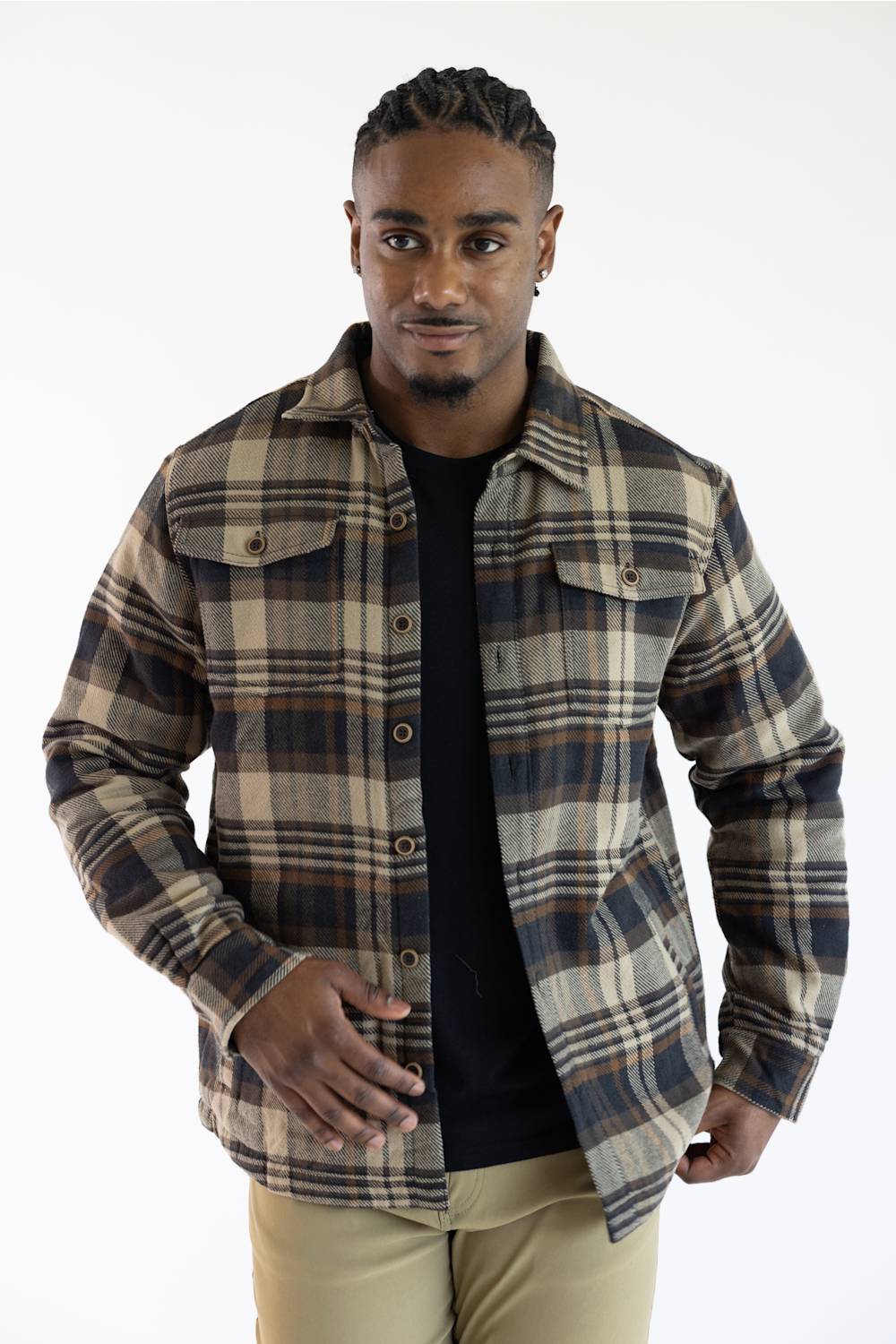 North River Blanket Twill Quilt Lined Shacket for Men in Ganache | NRM8089-GANACHE