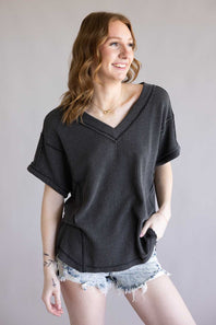 Urban Rib Top for Women in Charcoal
