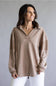 Mineral Wash Oversized French Terry Top for Women in Mocha