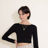 NikiBiki Long Sleeve Ribbed Brami for Women in Black