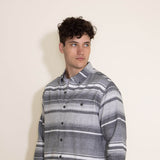 North River Horizontal Button Down Flannel Shirt for Men in Gray Heather
