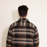 North River Moleskin Plaid Fleece Lined Shirt Jacket for Men in Tobacco