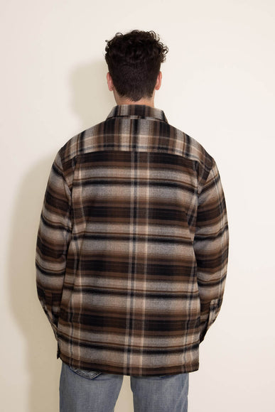 North River Moleskin Plaid Fleece Lined Shirt Jacket for Men in Tobacco