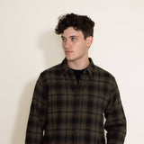 North River Plaid Button Down Flannel Shirt for Men in Olive 