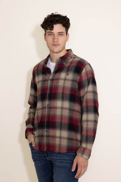 North River Plaid Button Down Flannel Shirt for Men in Red