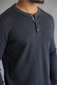 North River Waffle Henley Shirt for Men in Charcoal