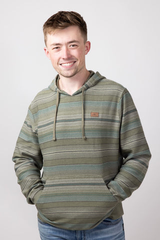 O’Neill Bavaro Stripe Pullover for Men in Midnight Deep Lichen Green
