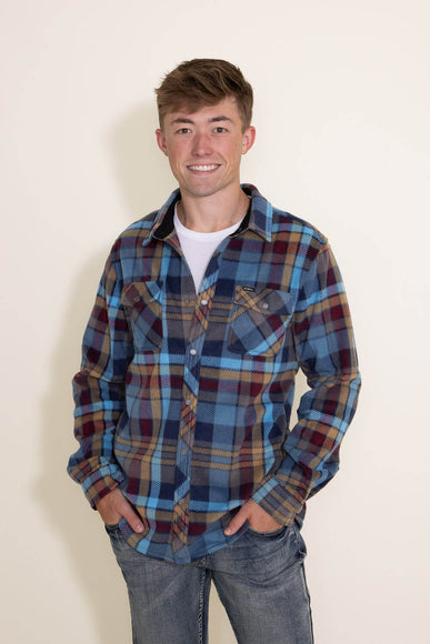 O’Neill Clothing Glacier Plaid Superfleece Shirt Jacket for Men in Blue