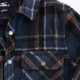 O’Neill Youth Glacier Super Fleece Plaid Shacket for Boys in Midnight Navy