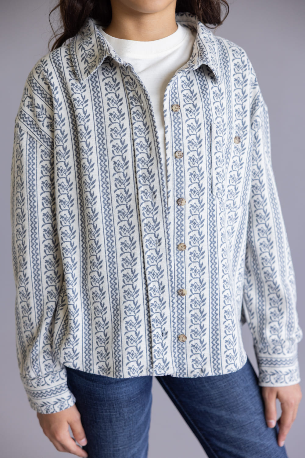 O’Neill Youth Jordyn Striped Knit Shacket for Girls in White