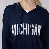 Ocean Drive Michigan Hoodie Sweater for Women in Navy