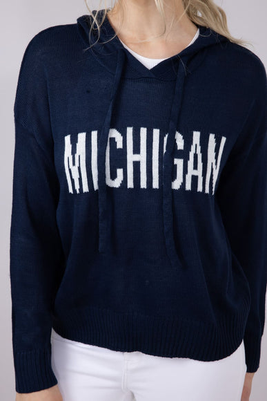 Ocean Drive Michigan Hoodie Sweater for Women in Navy