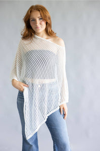 Off the Shoulder Poncho Top for Women in White