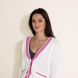 Olivaceous Pickleball Cardigan for Women in White Fuchsia