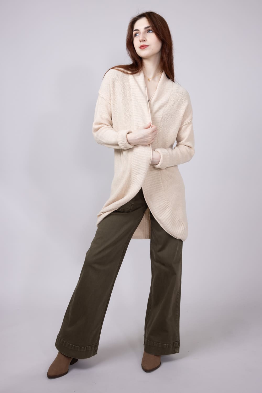 Honeycomb Stitch Cardigan for Women in Heather Oat