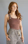 One Shoulder Buckle Tank Top for Women in Brown