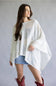 Open Knit Poncho for Women in Ivory