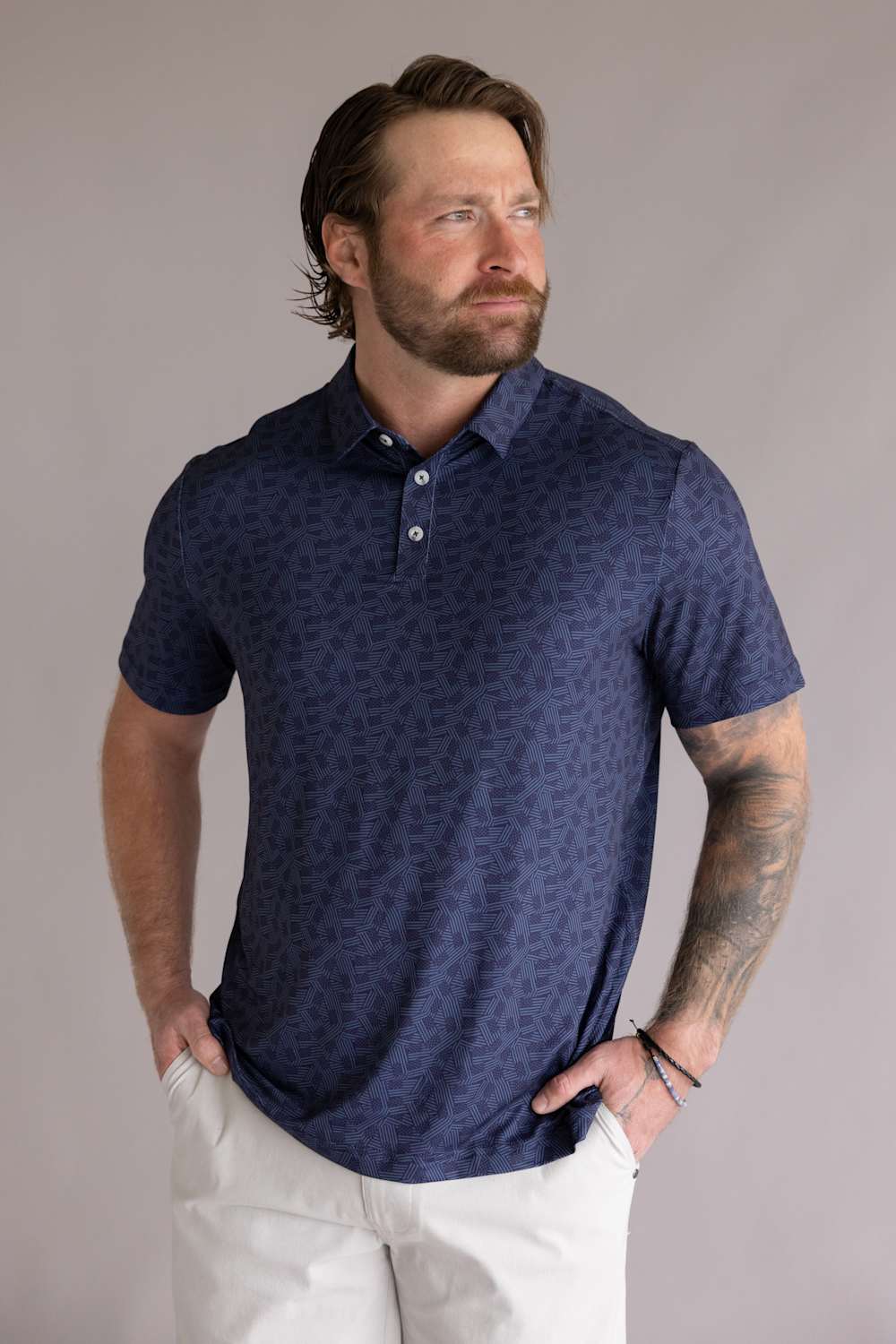 Burlebo Performance Polo for Men in Stars and Stripes Navy