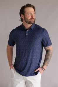 Burlebo Performance Polo for Men in Stars and Stripes Navy