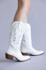 Pierre Dumas Dixie Western Tall Boots for Women in White