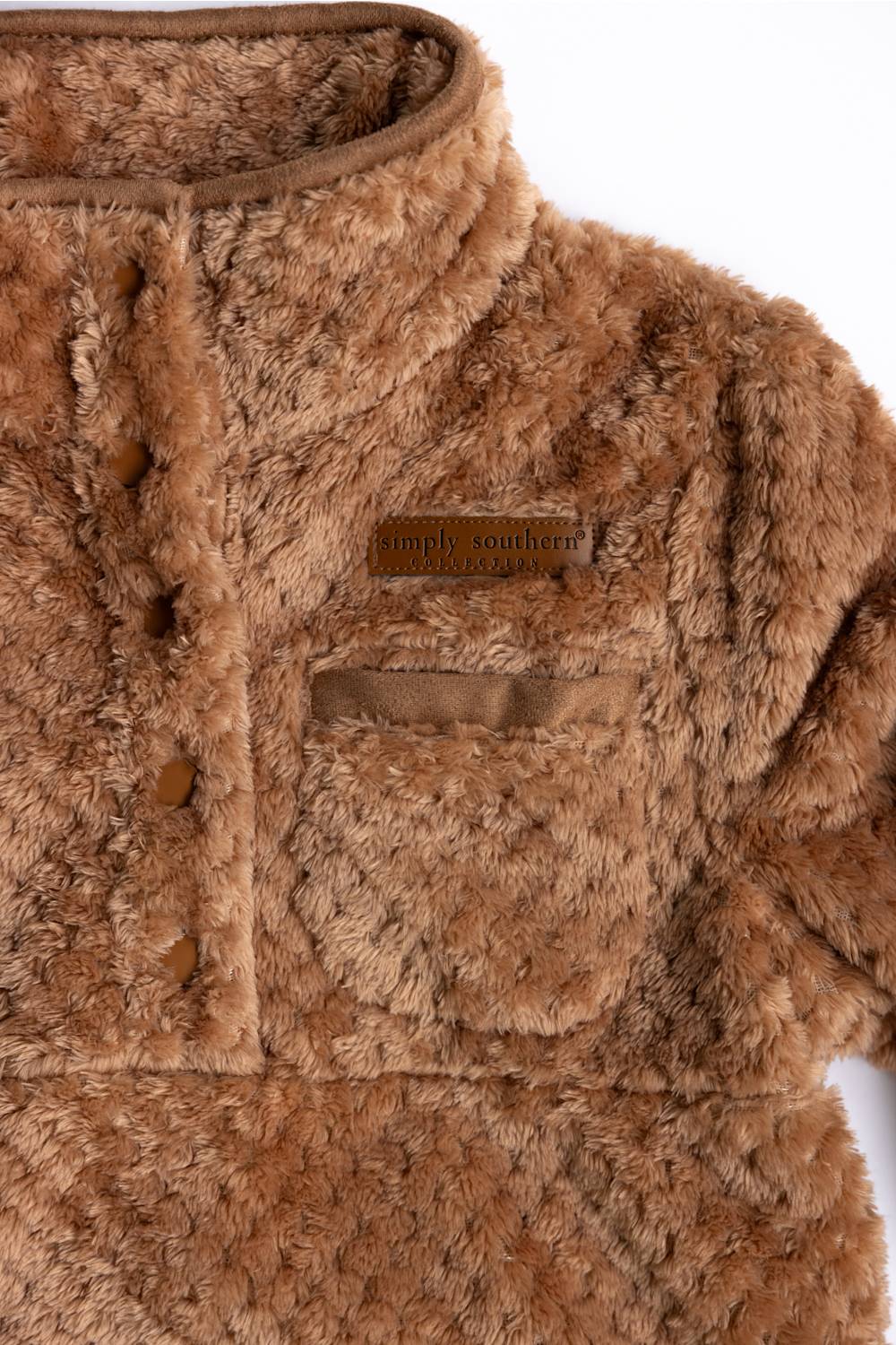 Simply Southern Fur snap collar pullover for girls 
