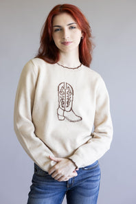 Cowboy Boot Sweater for Women in Brown