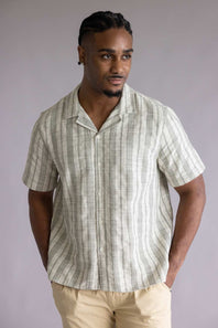 Woven Resort Button Up Shirt for Men in Sage