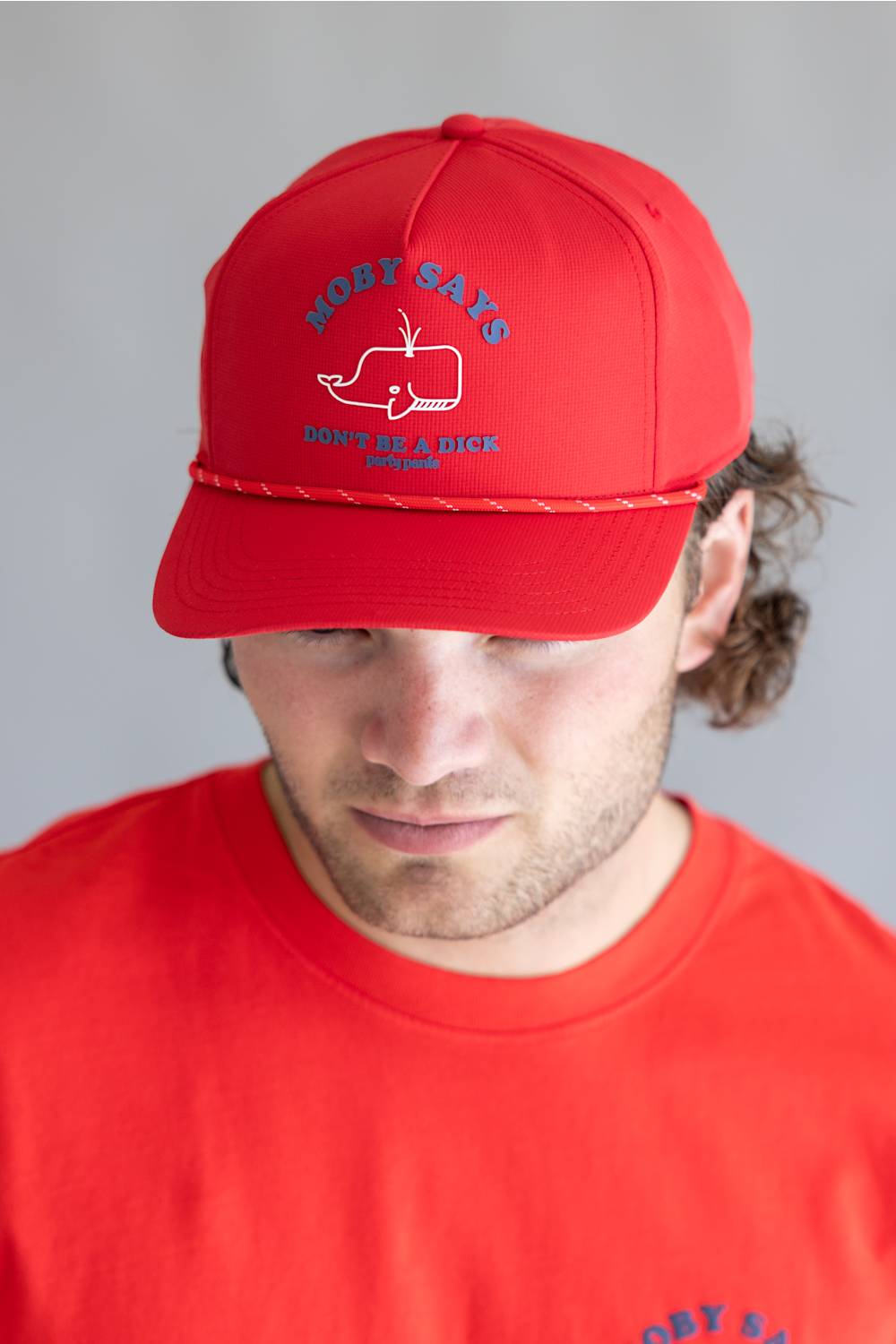 Party Pants Moby Says Snapback Hat for Men in Red