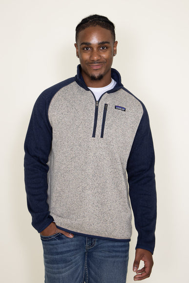 Patagonia Men's Better Sweater 1/4-Zip in Blue/Tan