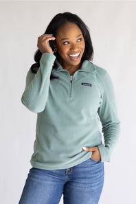 Patagonia Women’s Micro D Quarter Zip Pullover in Cover Green