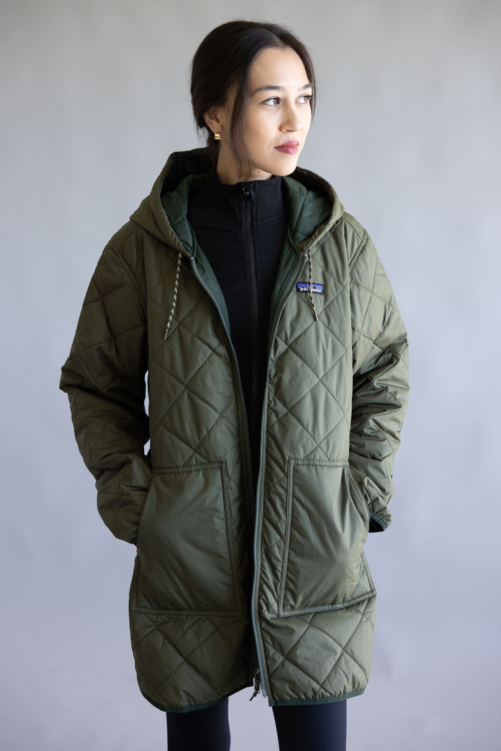 Patagonia Women's Diamond Quilted Parka in Basin Green | 27710