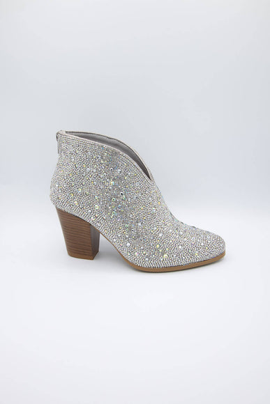 Pierre Dumas Ryder Rhinestone Ankle Cowboy Booties for Women in Silver