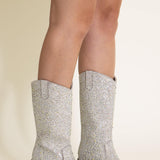 Pierre Dumas Wilder Rhinestone Cowboy Boots for Women in Silver