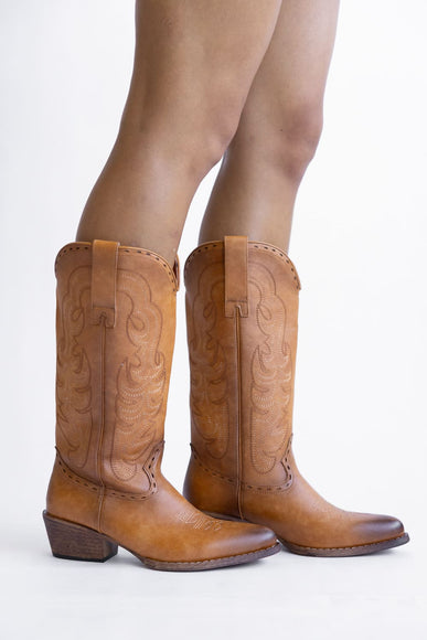 Pierre Dumas Dixie Western Tall Boots for Women in New Tan