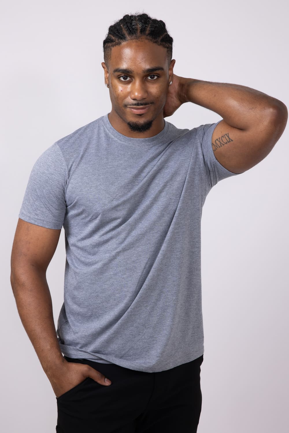 Basic Crewneck T-Shirt for Men in Grey