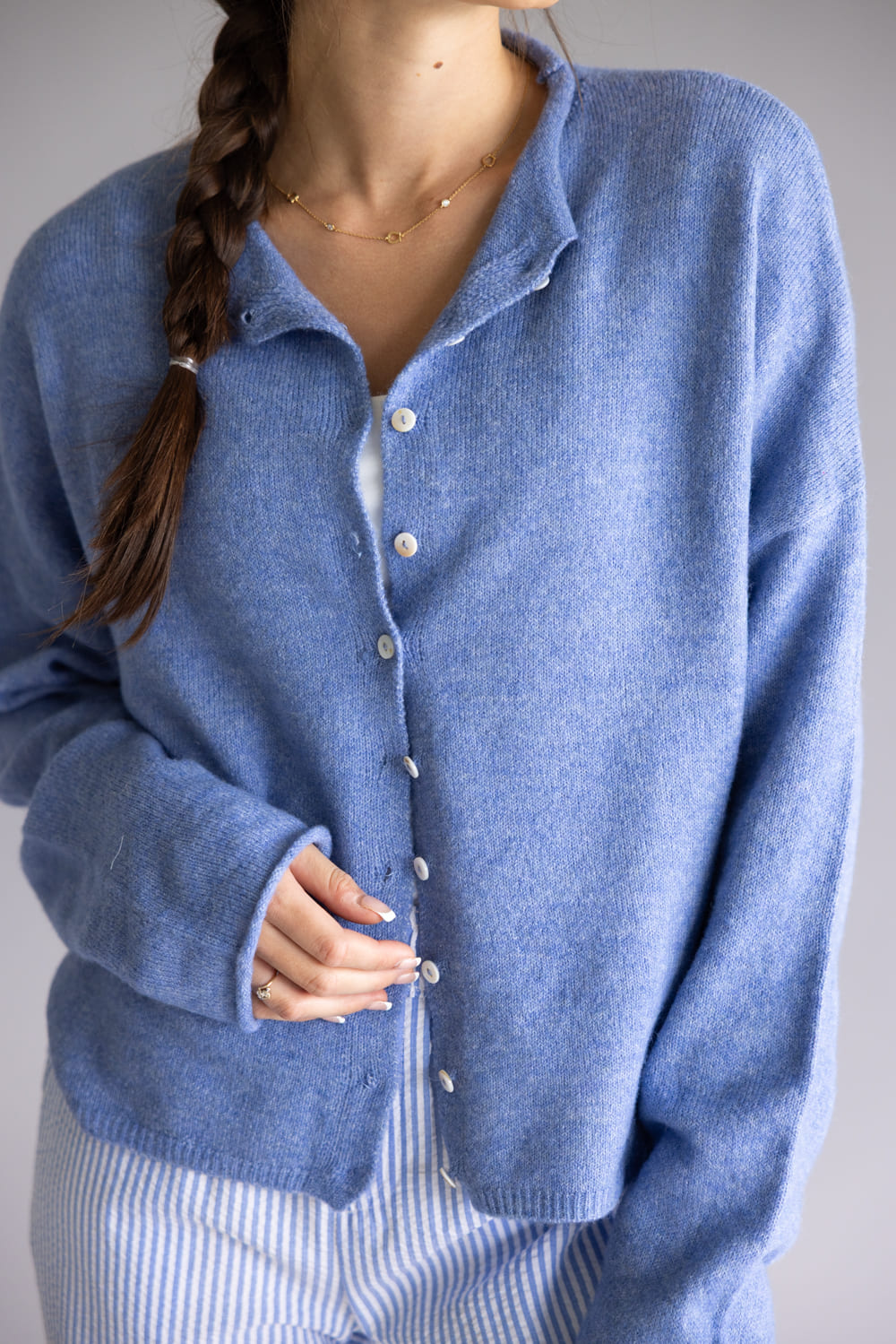 Things Between Piper Cardigan for Women in Dusty Blue