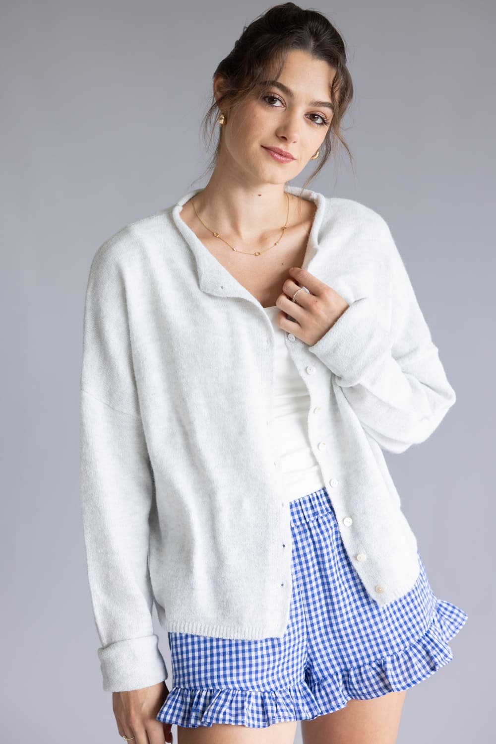 Things Between Piper Cardigan for Women in Light Grey