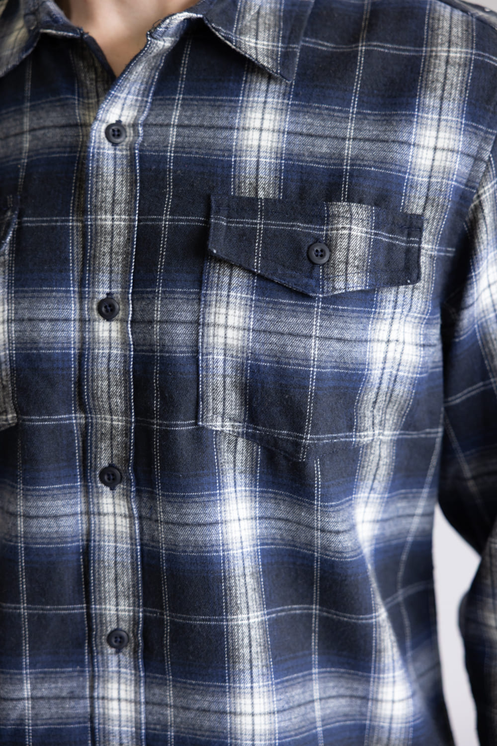 Plaid Flannel Shirt for Men in Navy