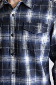 Plaid Flannel Shirt for Men in Navy