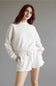 Polka Dot Fleece Shorts for Women in Ivory/Pink