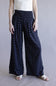 Polka Dot Smocked Wide Leg Pants for Women in Navy