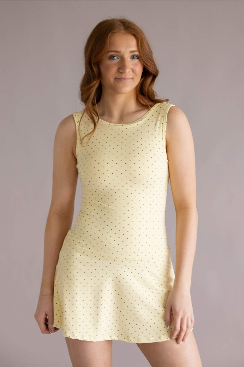 Polka Dot Tennis Dress for Women in Lemon