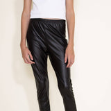 Youth Leather Leggings for Girls in Black