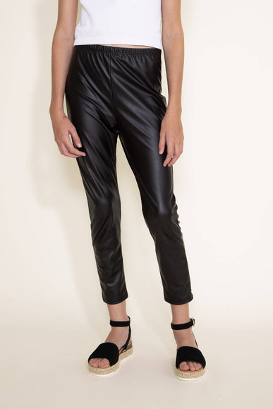 Youth Leather Leggings for Girls in Black