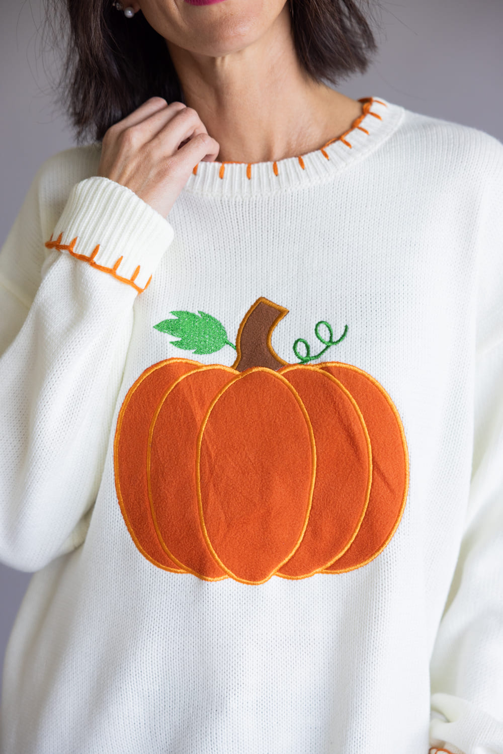 Pumpkin Sweater for Women in Ivory